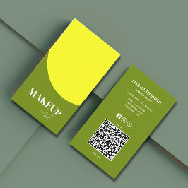 Cartão De Visita Artista de ativação do código QR amarelo e verde l