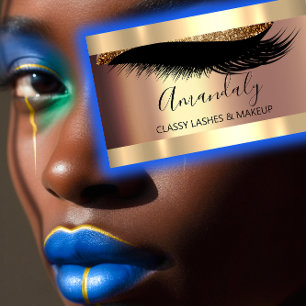 Cartão De Visita Artista de Ativação Profissional Eyelashes Dourado