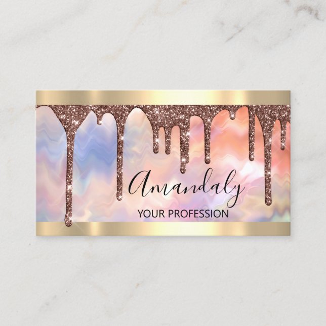 Cartão De Visita Artista de ativação profissional Lash Rosa Hologra (Frente)