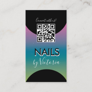 Cartão De Visita Artista de Beleza de Salão de Unhas Código QR Grad
