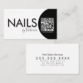 Cartão De Visita Artista de Beleza Salão de Unhas QR CODE