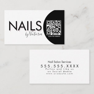 Cartão De Visita Artista de Beleza Salão de Unhas QR CODE