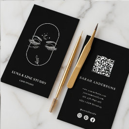 Cartão De Visita Artista de Cílios de Luxo | QR do Estúdio de Cílio