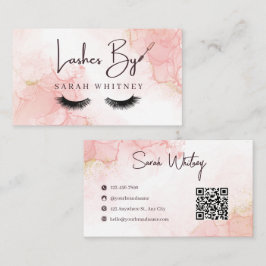 Cartão De Visita Artista de Cílios Glam Pink Marble