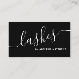 Cartão De Visita Artista de Extensão de Lash Branco Preto Minimalis