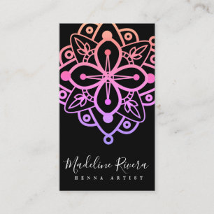 Cartão De Visita Artista de Henna Mandala Colorida Macrame Yoga