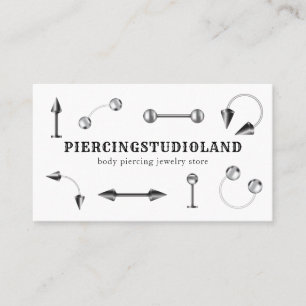 Cartão De Visita Artista de Joias de Metal Prateado Piercing Corpor