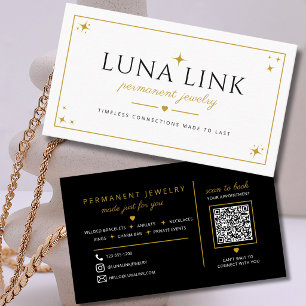 Cartão De Visita Artista de Joias Permanentes Chic Código QR Mínimo