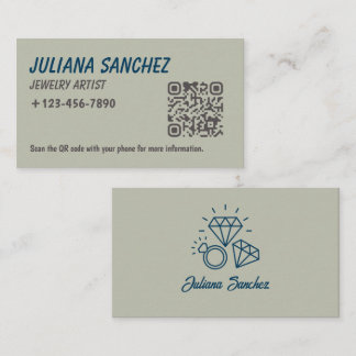 Cartão De Visita Artista de Joias Permanentes Elegantes Código QR N