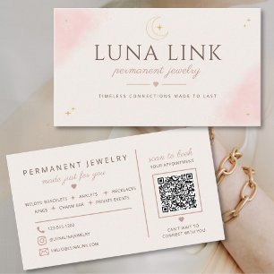 Cartão De Visita Artista de Joias Permanentes Modern Blush QR Code
