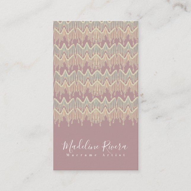 Cartão De Visita Artista de Macrame Boho Artesanato Designer Blush (Frente)