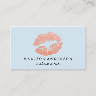 Cartão De Visita Artista de Makeup de Lábios Dourados de Rosa Chic