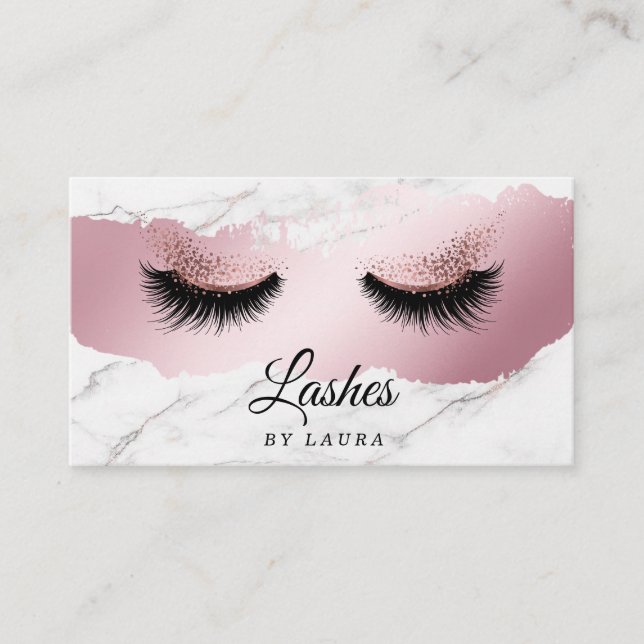 Cartão De Visita Artista de Makeup de Ramal Lash Longo Dourado (Frente)