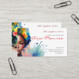 Cartão De Visita Artista de Maquiagem Afro Vibrante