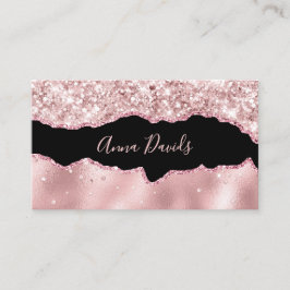 Cartão De Visita Artista de Maquiagem Ágata Elegante Rosa Dourado B