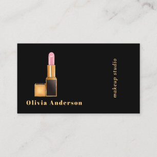 Cartão De Visita Artista de Maquiagem Black Pink Lipstick MUA Belez
