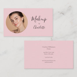 Cartão De Visita Artista de Maquiagem Cabelo Foto Script Rosa