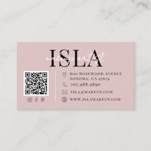 Cartão De Visita Artista de Maquiagem Código QR Blush Empoeirado Ro
