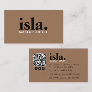 Cartão De Visita Artista de Maquiagem Código QR Minimalista Moderno