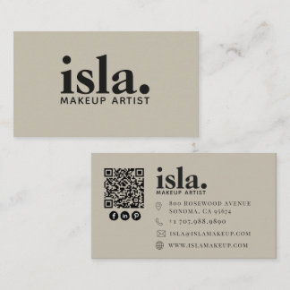 Cartão De Visita Artista de Maquiagem Código QR Minimalista Moderno