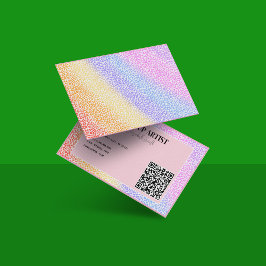Cartão De Visita Artista de Maquiagem Código QR Neon colorido holog