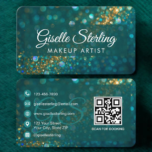 Cartão De Visita Artista de Maquiagem Código QR Verde