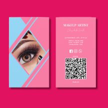 Artista de Maquiagem com Código QR Azul e Rosa Vib