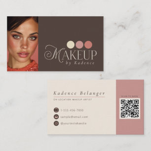 Cartão De Visita Artista de Maquiagem Coral Rosa Marfim Marrom Mode