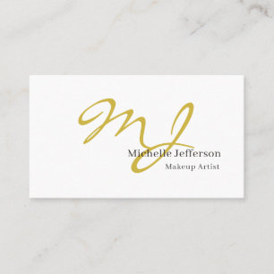 Cartão De Visita Artista de Maquiagem da Moda Monograma Dourado Pre