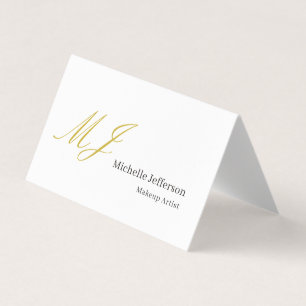 Cartão De Visita Artista de Maquiagem da Moda Monograma Dourado Pre