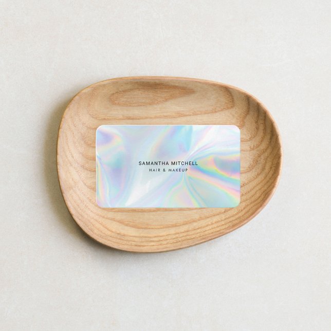 Cartão De Visita Artista de maquiagem de beleza holográfica simples (Holographic Modern Minimalist Business Card)