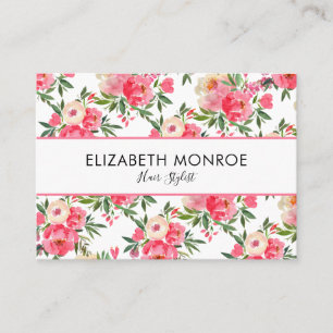 Cartão De Visita Artista De Maquiagem De Cabelo De Salão Floral