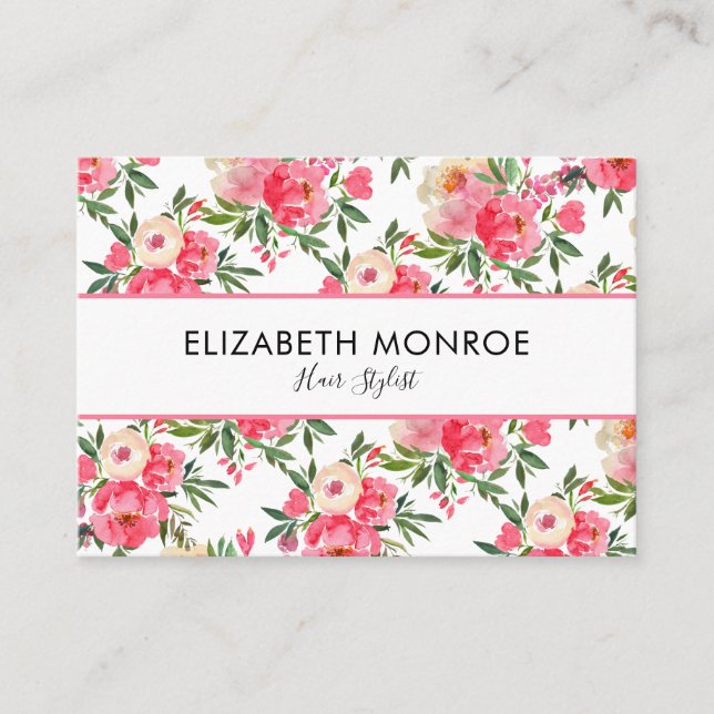 Cartão De Visita Artista De Maquiagem De Cabelo De Salão Floral (Frente)