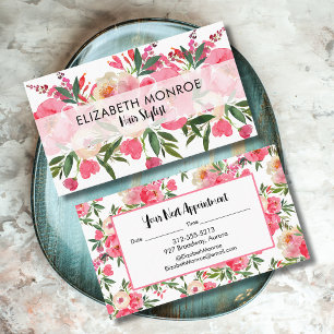 Cartão De Visita Artista De Maquiagem De Cabelo De Salão Floral