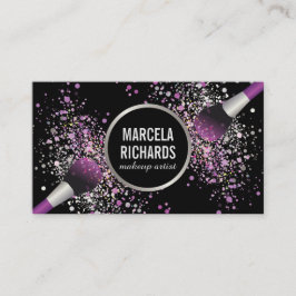 Cartão De Visita Artista de Maquiagem de Confetti Blush Roxo e Silv