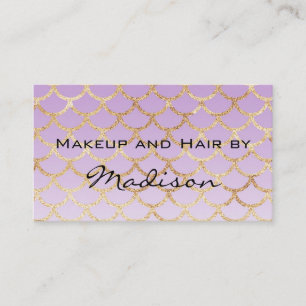 Cartão De Visita Artista de Maquiagem de Glitter Glitter Roxo e Dou