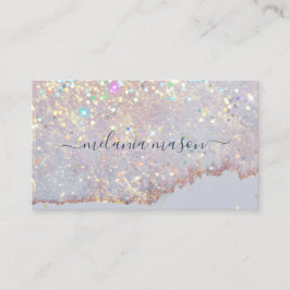 Cartão De Visita Artista de Maquiagem de Glitter Holográfico Elegan