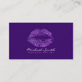 Cartão De Visita Artista de Maquiagem de Lábios Roxos Elegantes #12