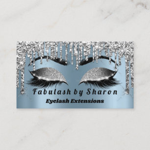 Cartão De Visita Artista de Maquiagem de Prata Lashes Princesa Azul