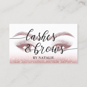 Cartão De Visita Artista de maquiagem de Rosa de Lashes e Brows