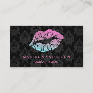 Cartão De Visita Artista de Maquiagem de Salão Moderno Pink Lips