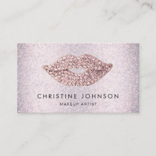 Cartão De Visita artista de maquiagem de tonalidade rosa-falso e br