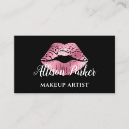 Cartão De Visita Artista de Maquiagem do Beijo Rosa Elegante