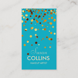 Cartão De Visita Artista de Maquiagem Dourada de Teal Glitter Spark