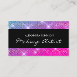 Cartão De Visita Artista de Maquiagem Elegante Roxo e Rosa