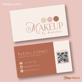 Cartão De Visita Artista de Maquiagem em Terracota Rosa Marfim Mode