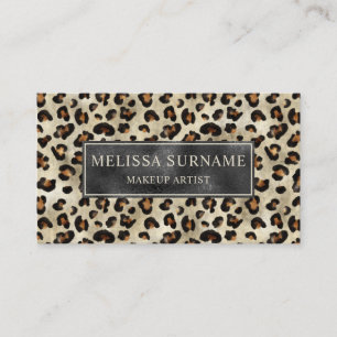 Cartão De Visita Artista de Maquiagem Estampa de Leopardo Preto Fal