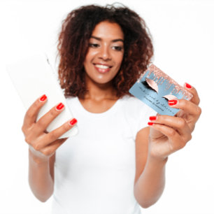 Cartão De Visita Artista de maquiagem Eyelash traça Rosa Azul Real