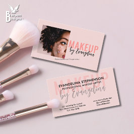 Cartão De Visita Artista de Maquiagem Fotográfico com Rosto Rosado