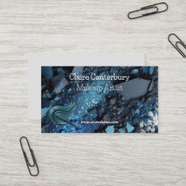 Cartão De Visita Artista de Maquiagem Glam Azul Vibrante